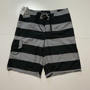 NWT Vintage Y2K Hot Topic Sarin 30 Year Anniversary Stripe Surf Board Shorts